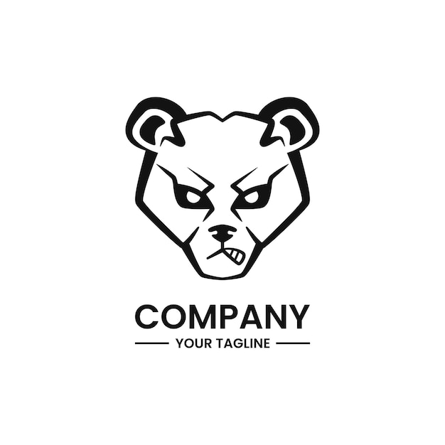 boze beer logo concept. dier, lijntekeningen, eenvoudige en creatieve stijl