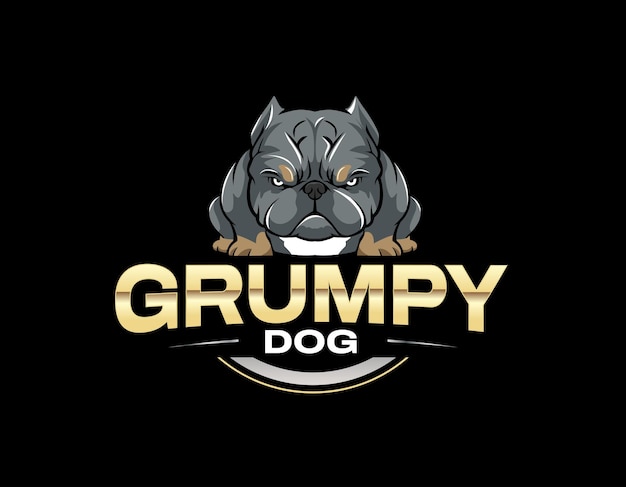 Boze bulldog gezicht huisdier business gerelateerde logo ontwerpsjabloon