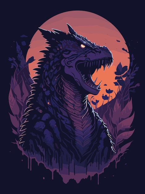 boze godzilla kunstwerk illustratie