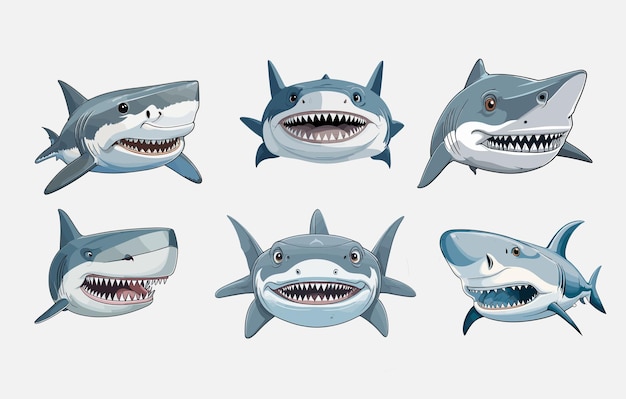 Boze haai hoofd hand getrokken schets illustratie wilde dieren witte achtergrond