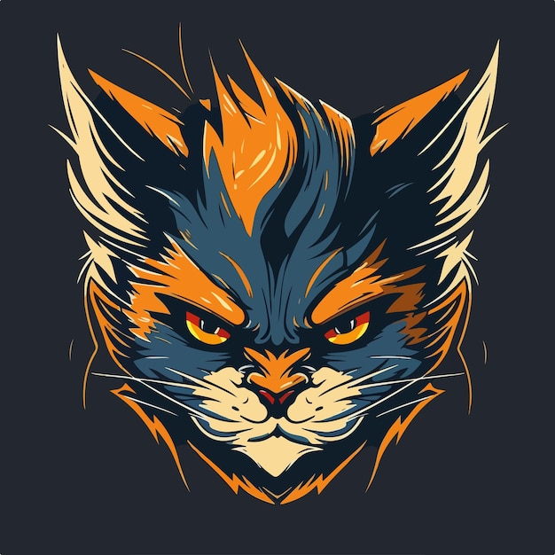 Boze kat Head Vector Logo Icon Sports Mascot flat illustratie