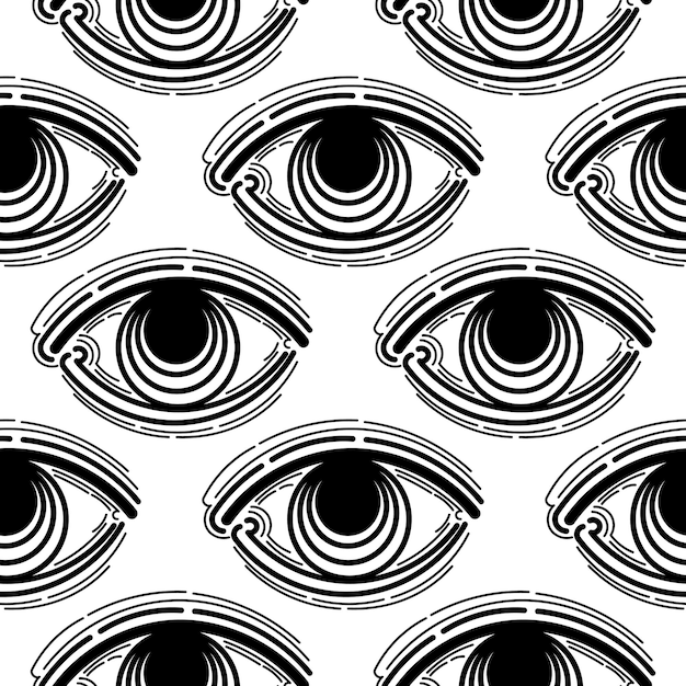 Boze oog vector naadloze patroon magische hekserij occult symbool lijn kunst collectie hamsa oog magisch oog decoratief element stof textiel geschenken wallpaper