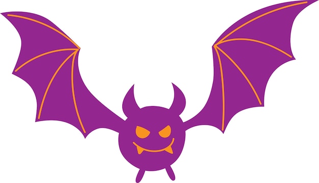 Vector boze paarse vleermuis illustratie mystieke karakters horror viering halloween platte vector geïsoleerd