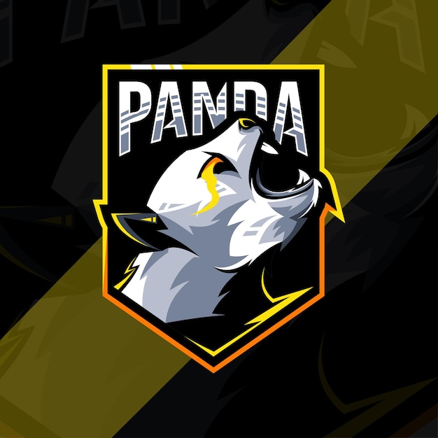 Boze panda mascotte logo esports ontwerpsjabloon