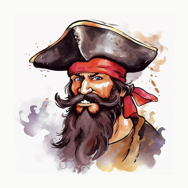 Boze piraat aquarel verf ilustration