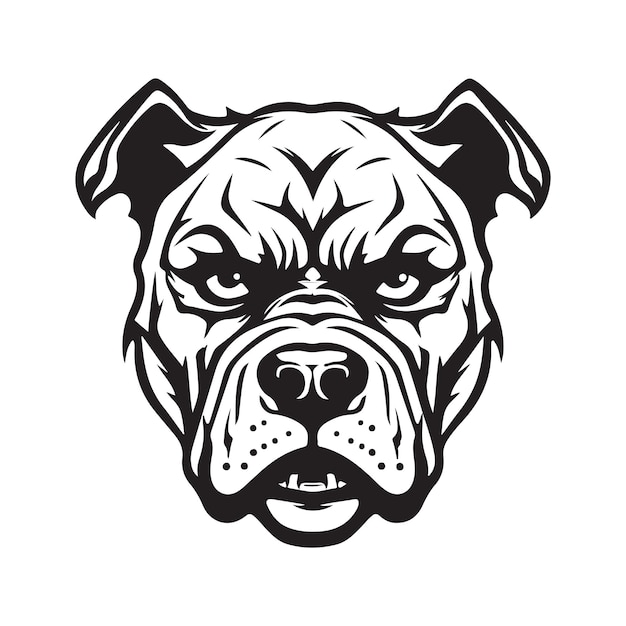 Boze pitbull logo concept zwart-witte kleur hand getekende illustratie