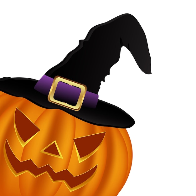 Boze pompoen voor Halloween in een heksenhoed Jack Lantern vectorillustratie