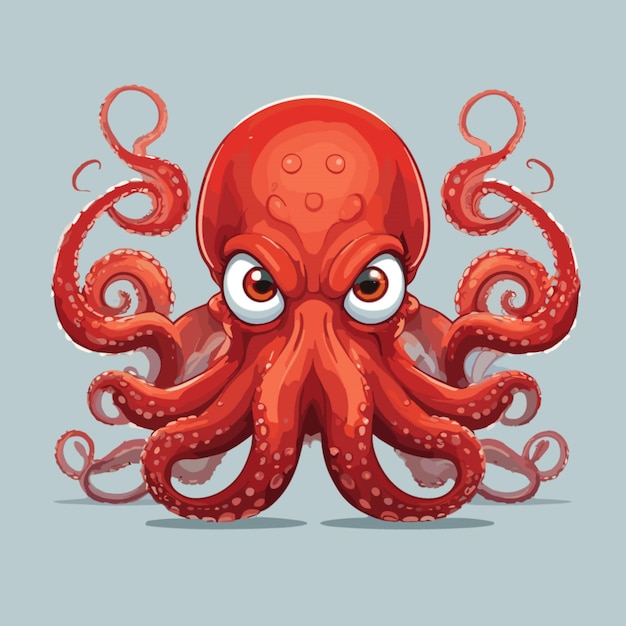 Boze rode octopus vector op een witte achtergrond