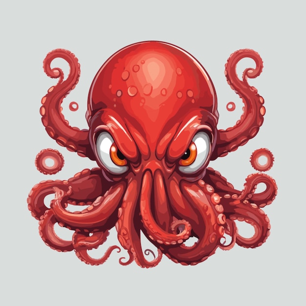 Boze rode octopus vector op een witte achtergrond