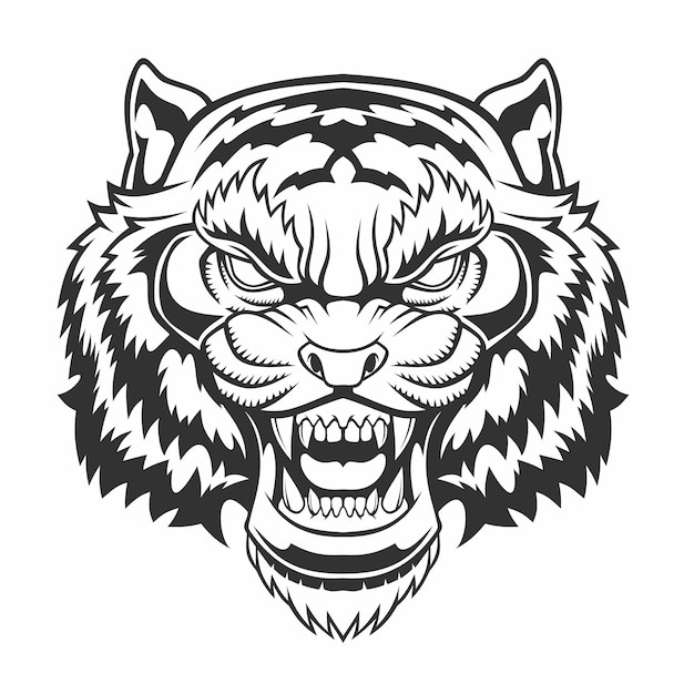 Boze tijger hoofd mascotte geïsoleerd op wit