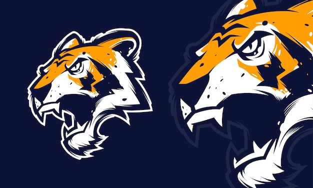 Boze tijger hoofd premium logo vector mascotte illustratie