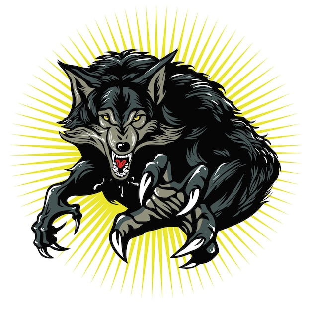 Boze Weerwolf Logo Character Design Vector Illustratie