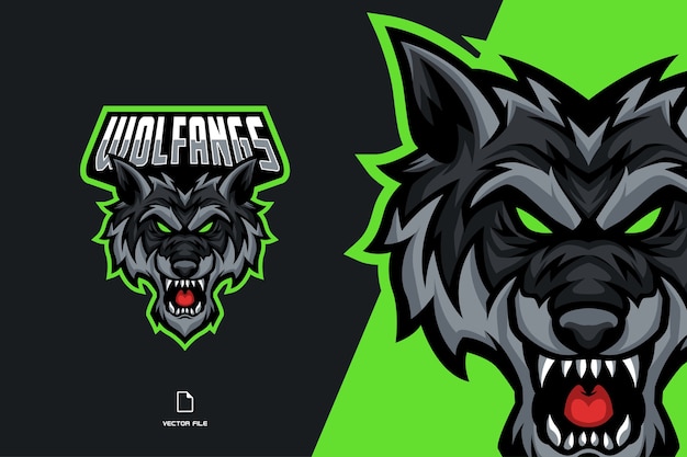 Boze wolf mascotte game-logo voor esport-teamsjabloon