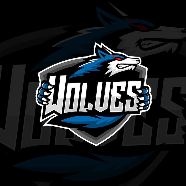 Boze wolf mascotte gaming logo ontwerp vector