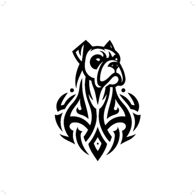 ボーザー・ドッグ - 現代の部族タトゥー動物の抽象的なラインアートミニマリストの輪郭ベクトル