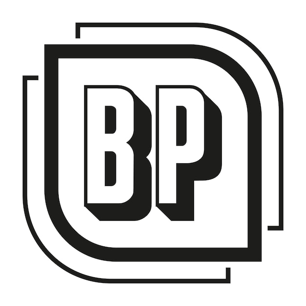 Vettore il logo di bp è caratterizzato da un monogramma e un'icona.