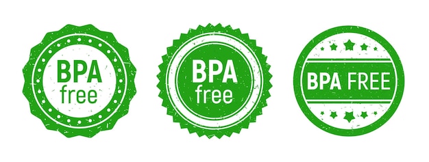 Вектор Значок без bpa эко-зеленая марка в старом стиле гранж без набора пластиковых значков экологический безопасный знак упаковки