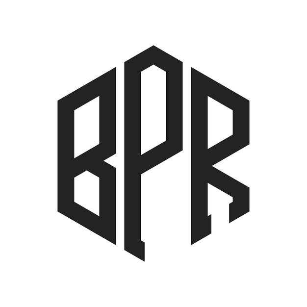 BPRのロゴデザイン: 頭文字 BPRのモノグラム ロゴは六角形の形を使用しています