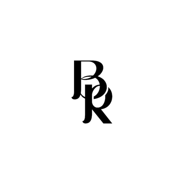 BR Monogram Logo Дизайн буква текст имя символ монохромный логотип алфавит символ простой логотип