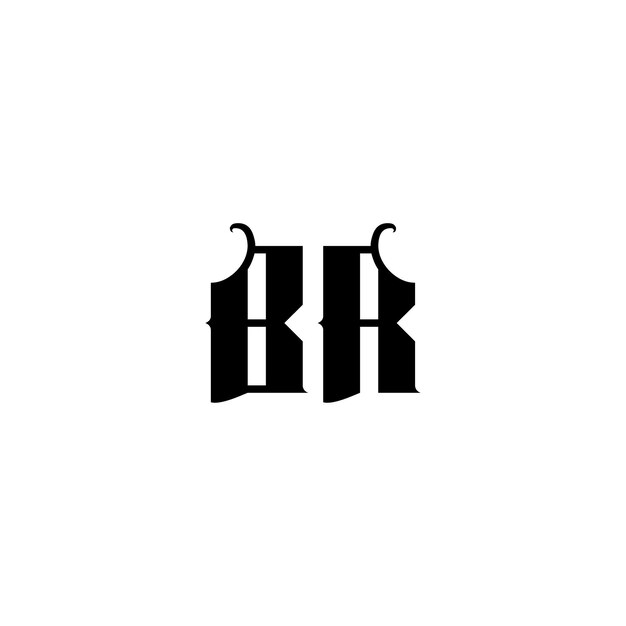 Вектор br monogram logo дизайн буква текст имя символ монохромный логотип алфавит символ простой логотип