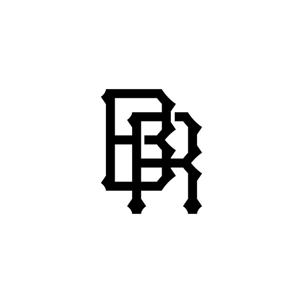 Вектор br monogram logo дизайн буква текст имя символ монохромный логотип алфавит символ простой логотип