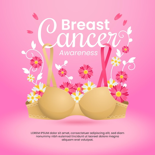 Bra illustration in breast cancer awareness month