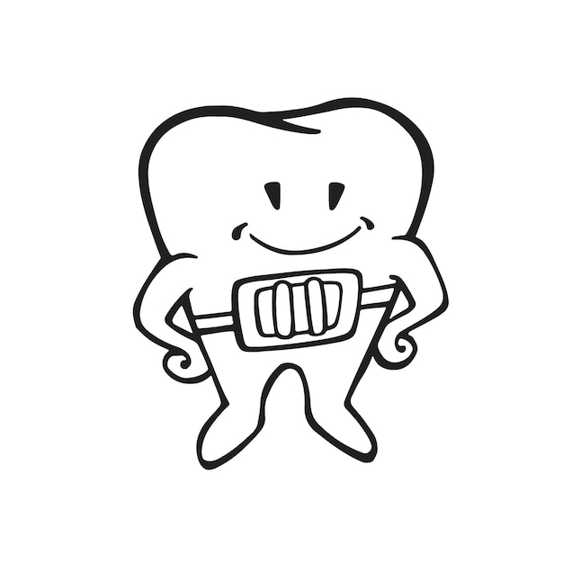 braces on teeth oral hygiene vector