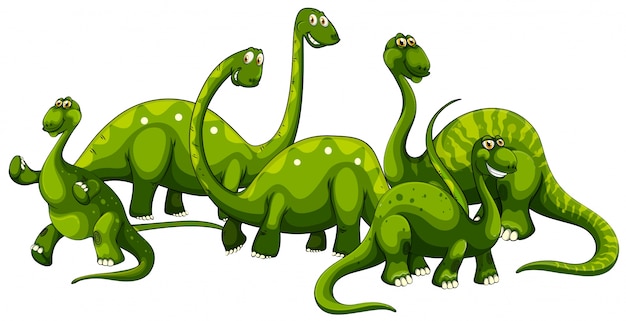 Брахиозавр семьи на белом фоне