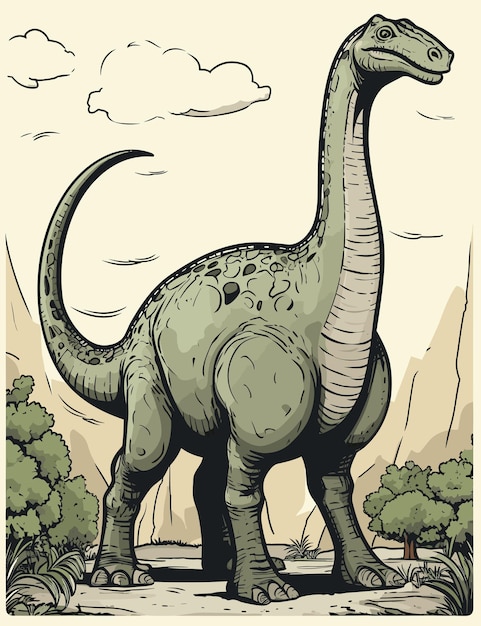 Brachiosaurus retro art vector