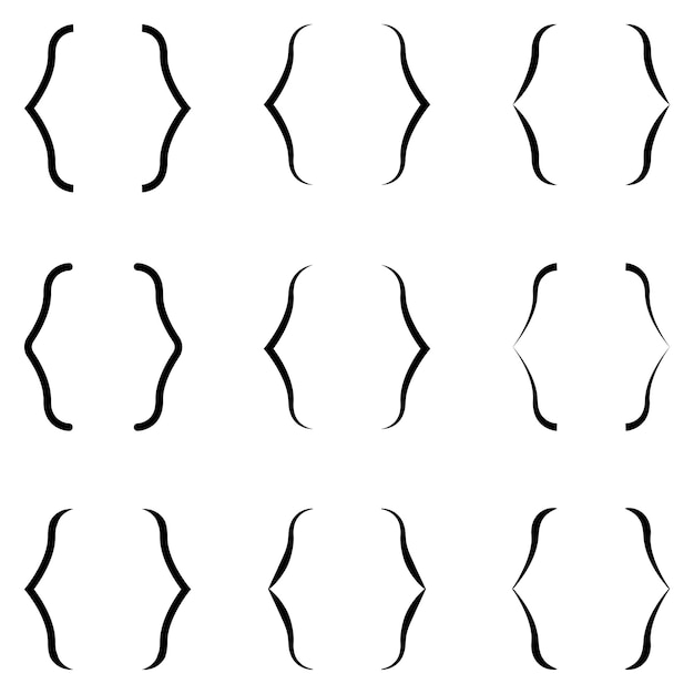 괄호 텍스트 세트 원래 벡터 컬렉션 중괄호 사각형 및 모서리 괄호 괄호 구두점 모양 메시지 서예 통신 타이포그래피 기호