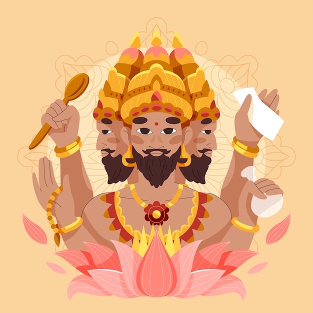 Brahma hindoegod illustratieontwerp