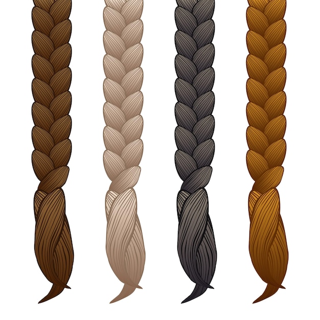 braids set on white background