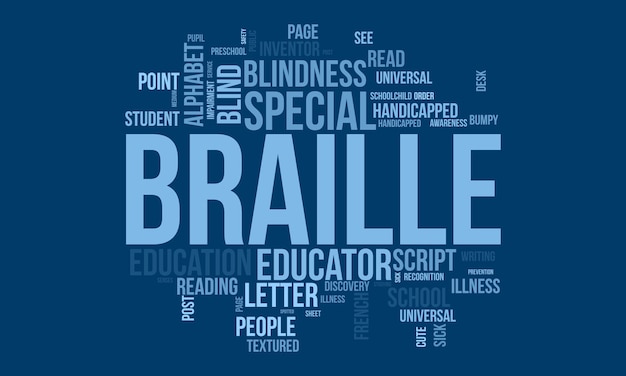 Braille world cloud background Educational awareness Vector illustration design concept