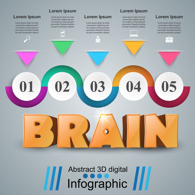 Idea del cervello 3d su sfondo grigio