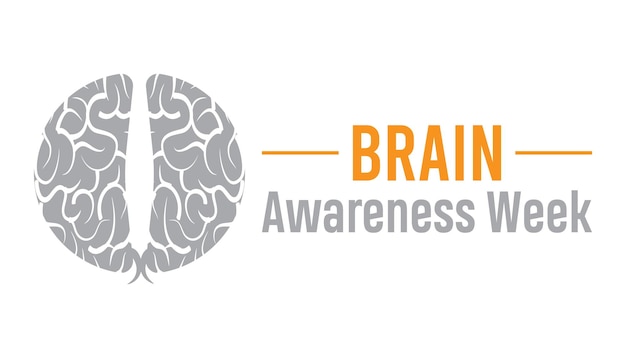 Brain awareness week is observed every year in March Holiday poster card and background vector