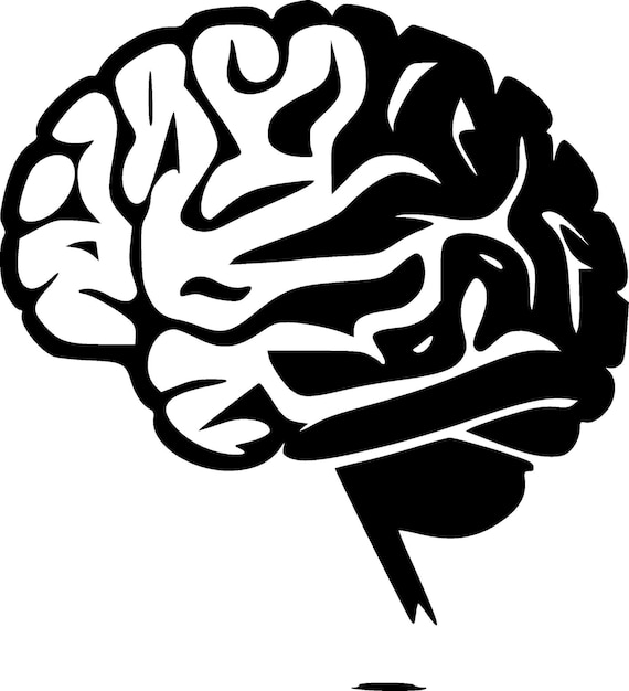 Brain black and white isolated icon vector illustration