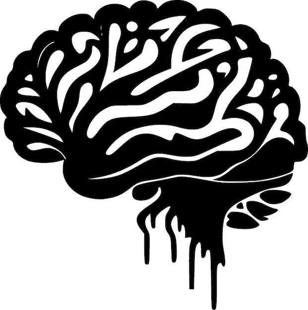 Brain Black and White Vector illustration