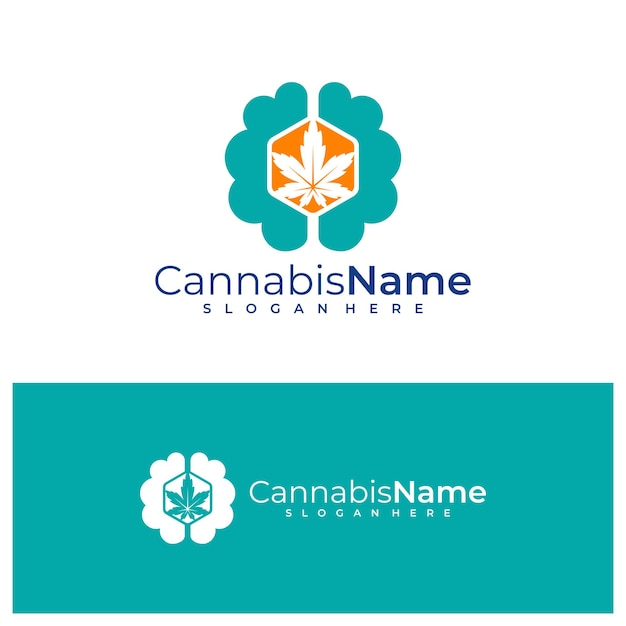 Modello vettore logo brain cannabis concetti creativi di design del logo cannabis