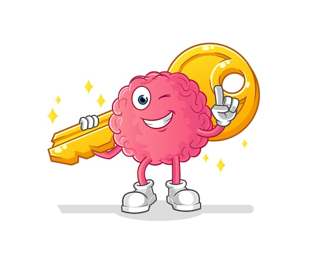 Brain carry the key mascot. cartoon vector