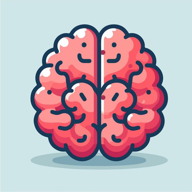 brain cartoon icon illustration education object icon concept