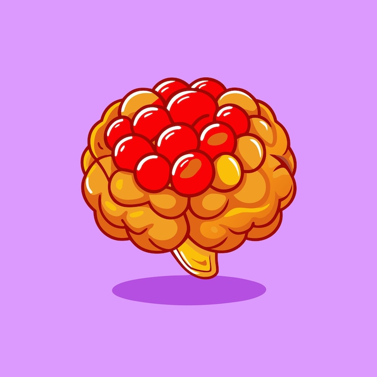 Vector brain cartoon icon illustration