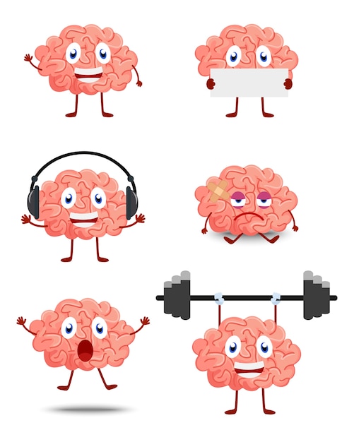 Vector brain cartoon illustration