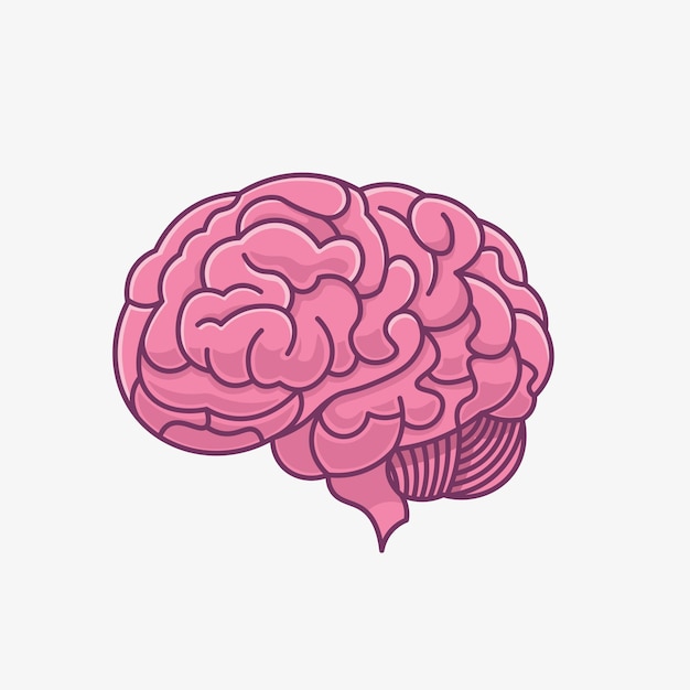 Vector brain cartoon vector icon illustration