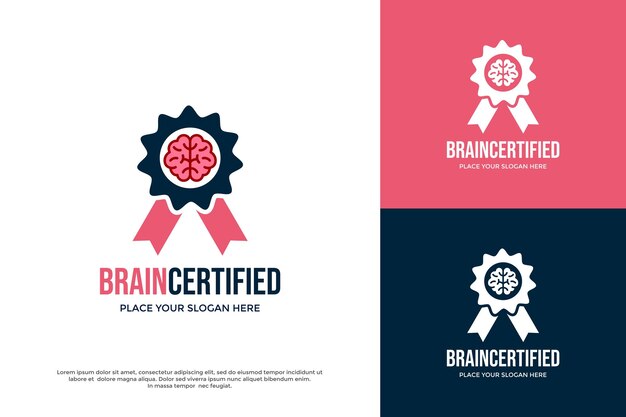 Vector brain certified logo vector there is illustration of brain in the medal quality badge emblem