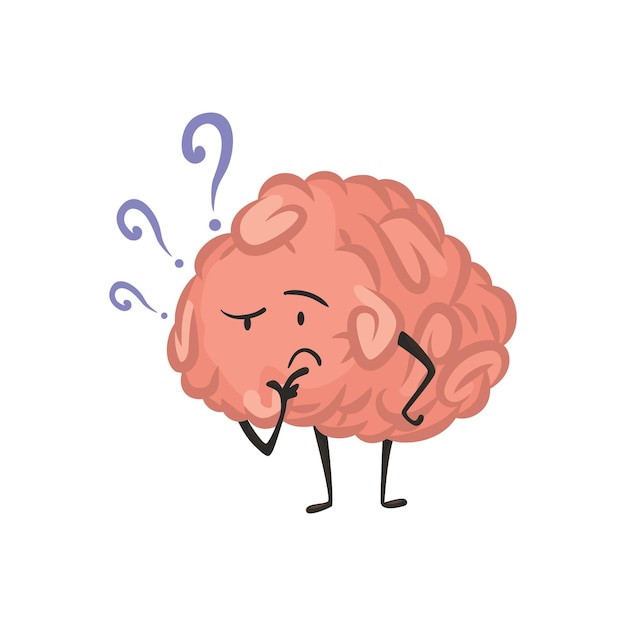 벡터 두뇌 캐릭터 감정 지능 이모티콘 생각 그림 흰색 배경에 고립 된 귀여운 영웅 두뇌 이모티콘 재미있는 만화 이모티콘