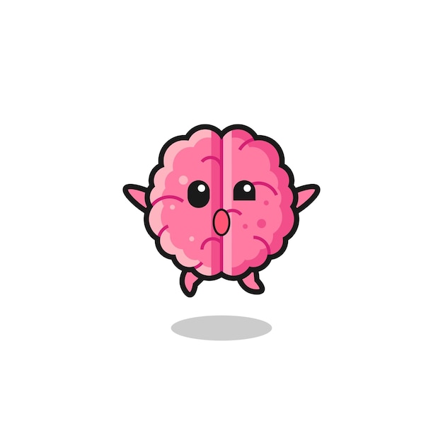 Brain character is jumping gesture