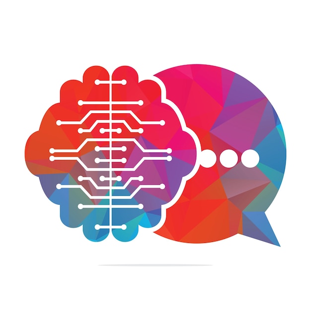 Brain Chat Logo Design Template Geest met chat-symbool