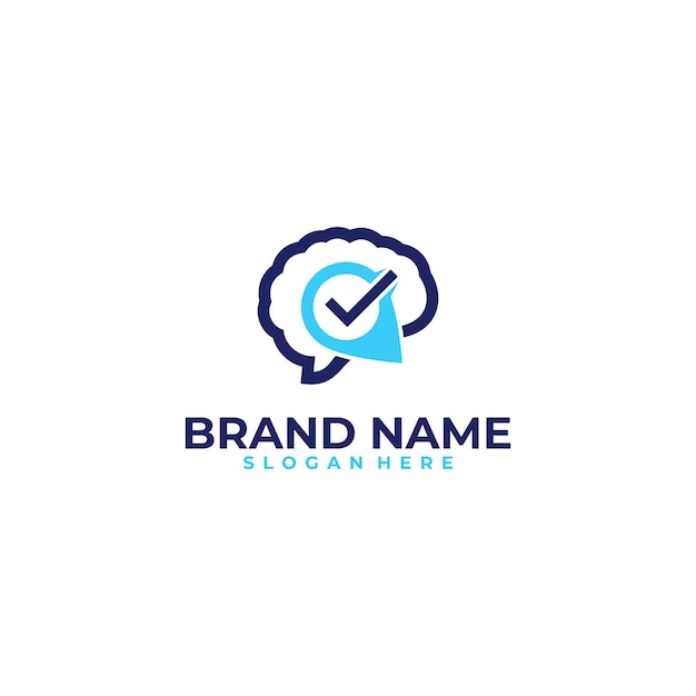 Brain check logo vector design template