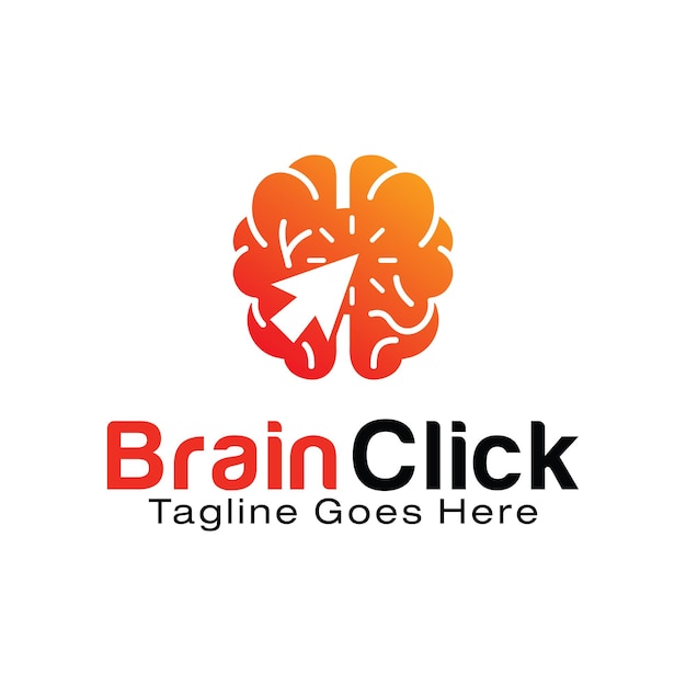 Vector brain click logo design template