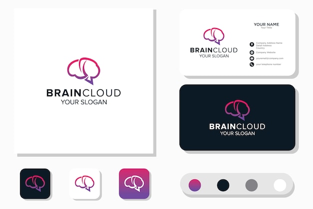 Brain and cloud logo design and business card